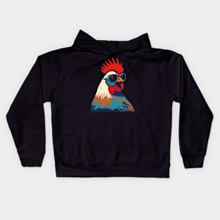 Rooster Wearing Sunglasses Kids Hoodie